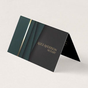 Carte De Visite Or vert de luxe élégant notaire simple glamour