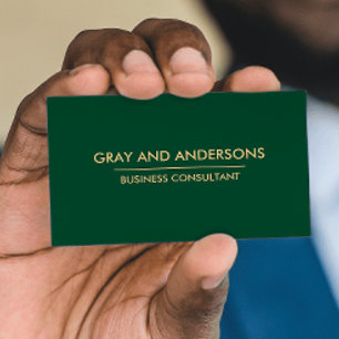 CARTE DE VISITE OR VERT SIMPLE MINIMALISTE PROFESSIONNEL ÉPURÉ