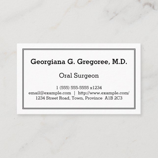 Carte de visite oral personnalisable de chirurgien (Devant)