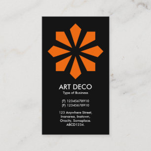 Carte De Visite Orange Art Déco - Etoile Fleur - Noir