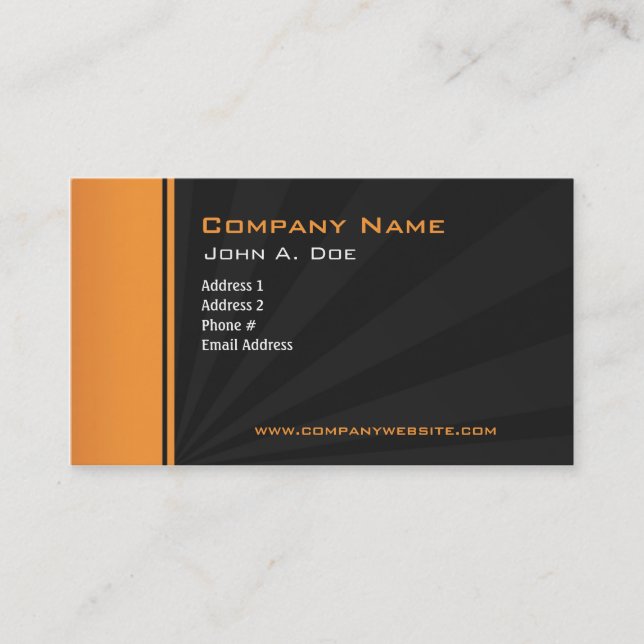 Carte De Visite Orange avec l'éclat de gris (Devant)