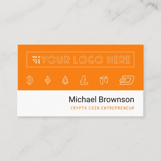 Carte De Visite Orange Bitcoin accepté Crypto Coin Entrepreneur (Devant)
