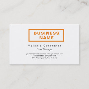 Carte De Visite Orange blanc minimaliste moderne Plain