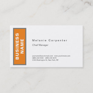 Carte De Visite Orange blanc minimaliste moderne Plain