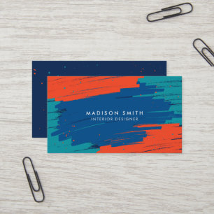 Carte De Visite Orange Bleu Turquoise Vibrant Gras Moderne