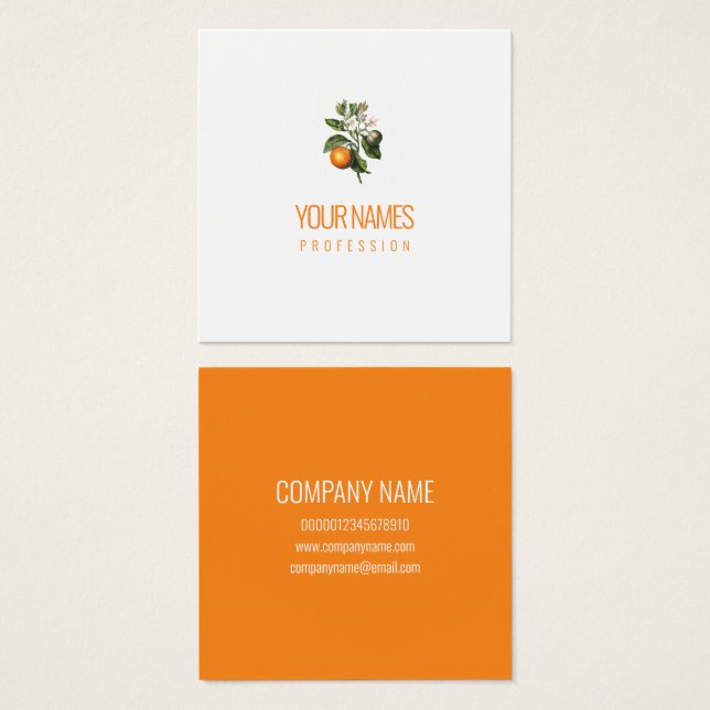 CARTE DE VISITE : "ORANGE BLOSSOM" : ORANGE TEXT (Devant & derrière)