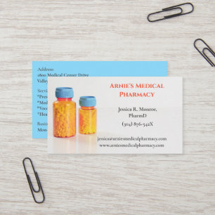 Carte De Visite Orange Blue Bouteilles Pharmacy Pills