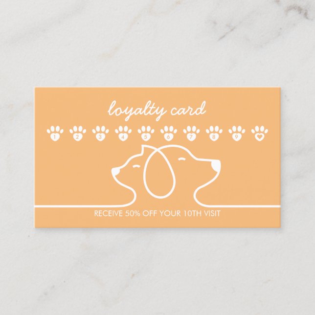 Carte De Visite Orange Cat Dog Paw Loyalty Discount Design (Devant)