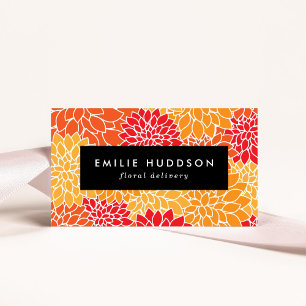 Carte De Visite Orange Dahlia Flowers, Floristry, Flower shop