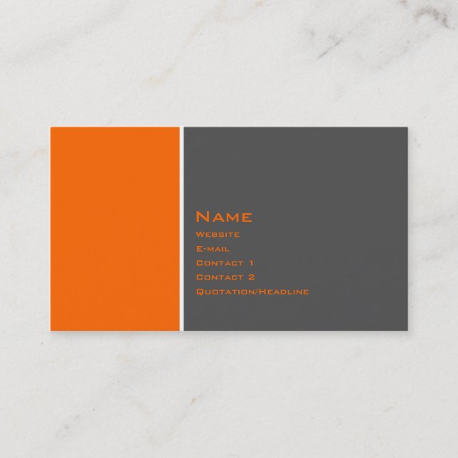 Carte De Visite Orange de base de deux couleurs (Devant)