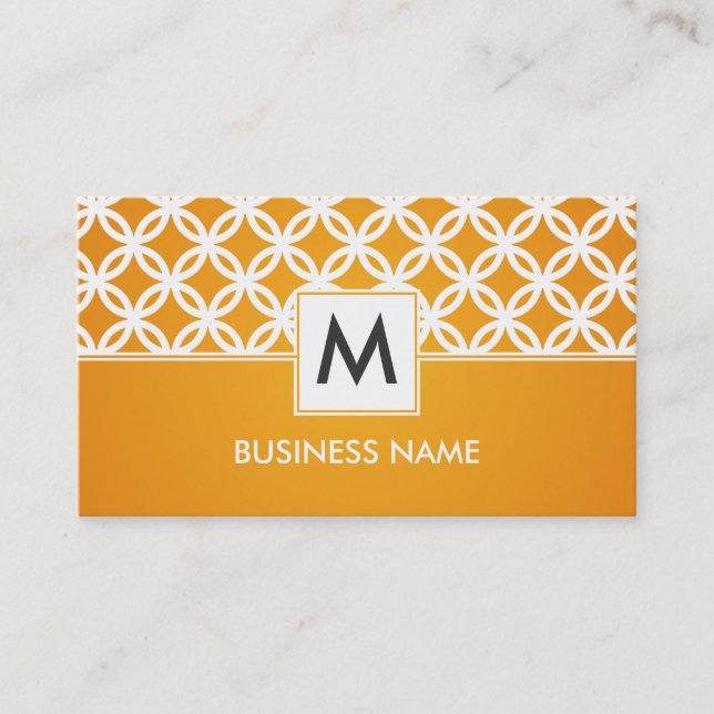 Carte De Visite Orange de recouvrement simple de monogramme de (Devant)