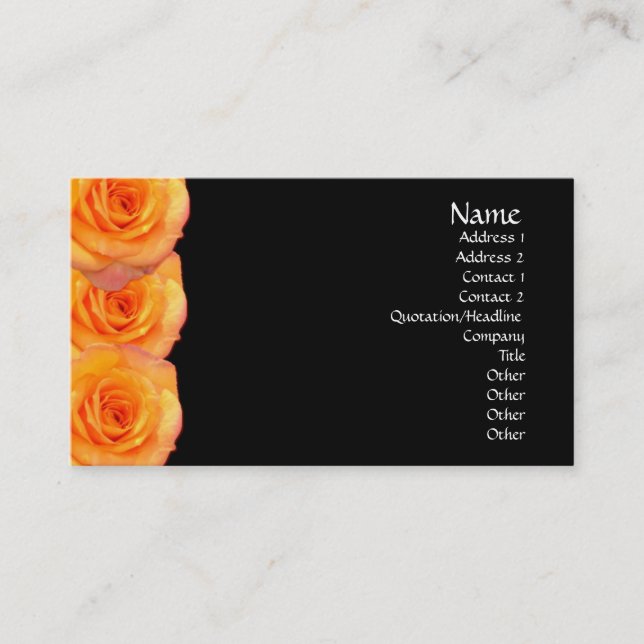 Carte de visite orange de roses (Devant)