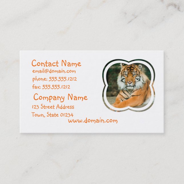 Carte de visite orange de tigre (Devant)