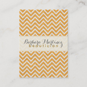 Carte De Visite Orange et blanc Chevron Motif Lin Texture 2