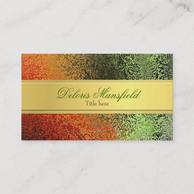 Carte de visite orange et vert chic de regard (Devant)