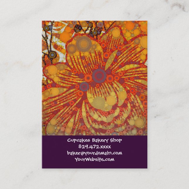 Carte De Visite Orange et violet Floral moderne Pop Art (Devant)