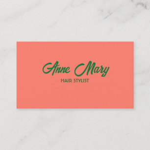 Carte De Visite Orange Green Modern Bold Script Coiffeur Stylo Sal