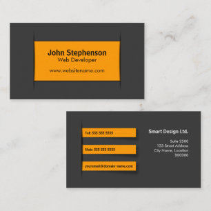 Carte De Visite Orange grise moderne