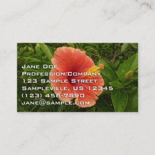 Carte De Visite Orange Hibiscus Fleur Tropical Floral