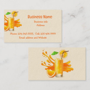 Carte De Visite Orange Jus de nourriture Panier Concession Boisson