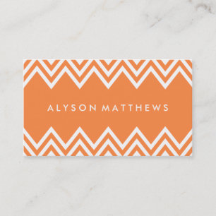 Carte De Visite Orange moderne et blanc Chevron