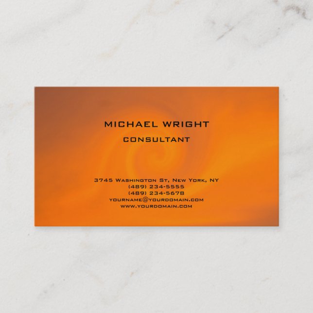 Carte De Visite Orange Moderne Plaine Simple Attractive Minimalist (Devant)