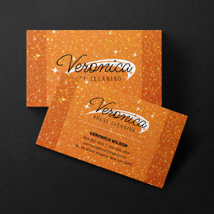 Carte De Visite Orange Parties scintillant Éclairage Maison Nettoy