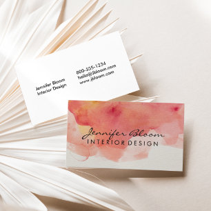 Carte de visite orange, rose et rouge d'aquarelle