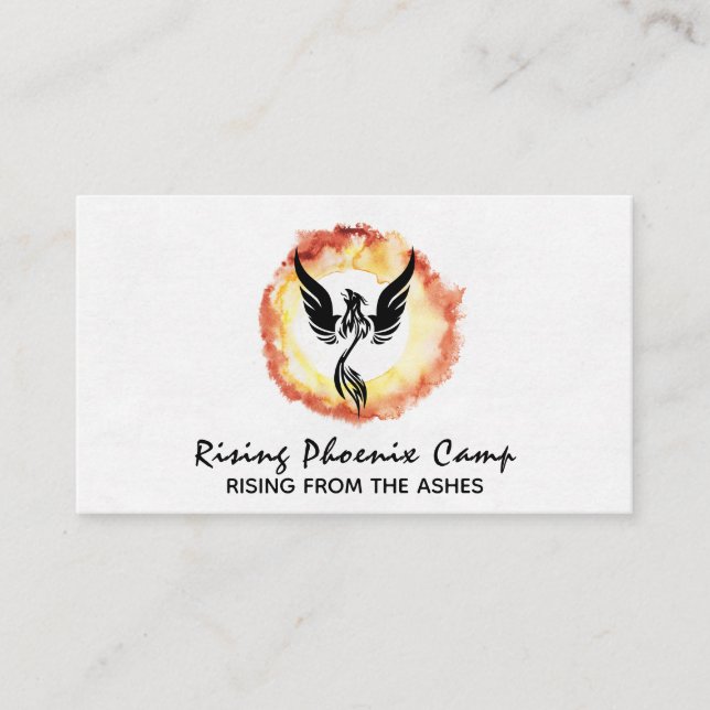 Carte De Visite *~* ORANGE ROUGE JAUNE Anneau de feu Phoenix noir (Devant)