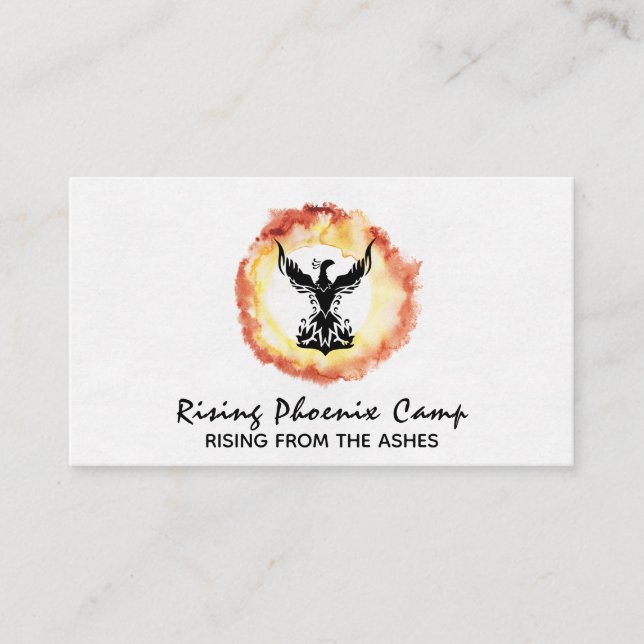 Carte De Visite *~* ORANGE ROUGE JAUNE Anneaux de feu Phoenix noir (Devant)