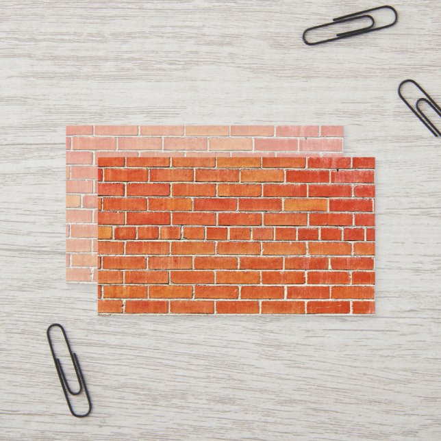Carte De Visite Orange rouge petit mur en briques Imprimer (Devant/Arrière en situation)