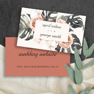 CARTE DE VISITE ORANGE RUST BOHO MOSTRERA SITE MARIAGE FLORAL