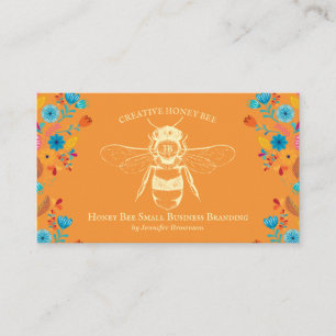 Carte De Visite Orange Rustique Style Miel Abee Apiary Farm