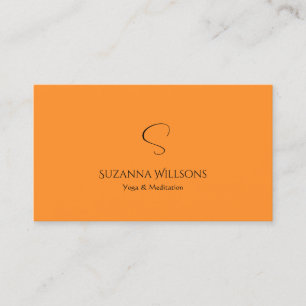 Carte De Visite Orange simple élégant avec Monogram Professional