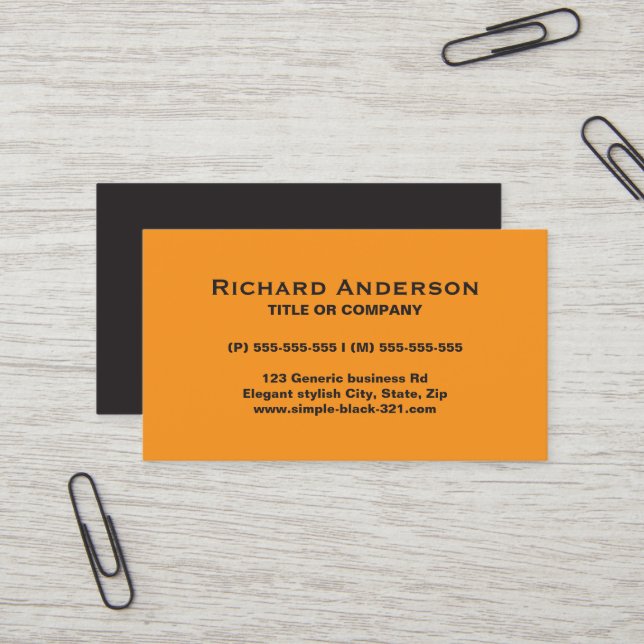 carte de visite orange simple et moderne (Devant/Arrière en situation)