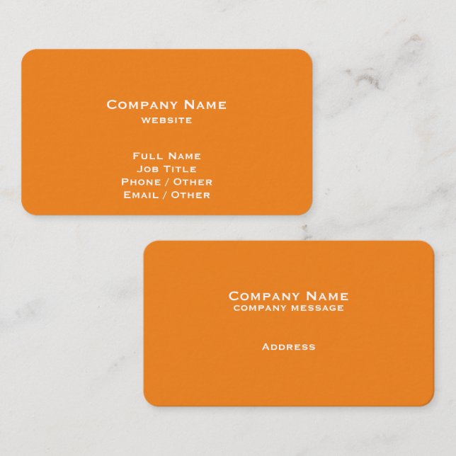 Carte de visite orange simple Tangerine (Devant / Derrière)