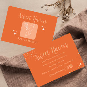 Carte De Visite Orange Stars Cuisine Ustensile boulangerie