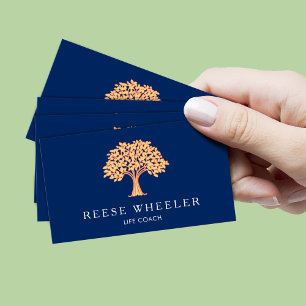 Carte De Visite Orange Tree Logo Vie Coach Santé et Bien-être