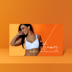 Carte De Visite Orange vertical   Photo du code QR de l'entraîneur