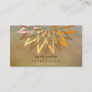 Carte De Visite Orange Yellow Lotus Fleur Yoga Enseignant