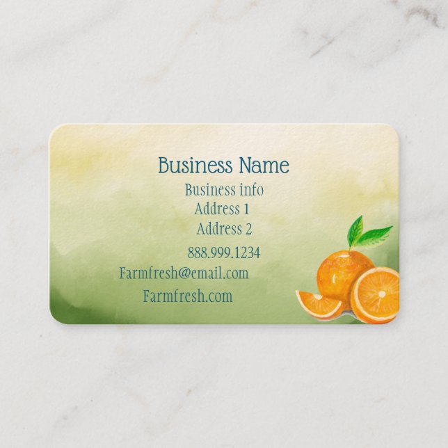 Carte De Visite Oranges Jus de fruits frais ou boissons (Devant)