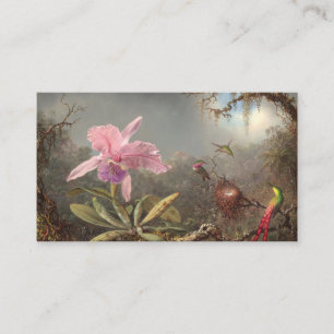 Carte De Visite Orchidée de Cattleya et trois colibris 1871