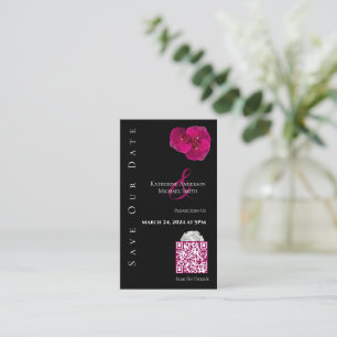 Carte De Visite Orchidées Fuchsia moderne-Enregistrer le code Date