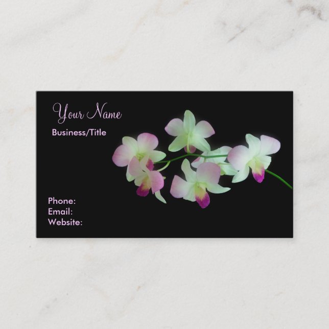 Carte De Visite Orchidées sur le noir (Devant)