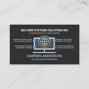 Carte De Visite Ordinateur de bureau Gray Placard Web SEO Technolo