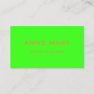 Carte De Visite Organisateur de mariage élégant néon vert or