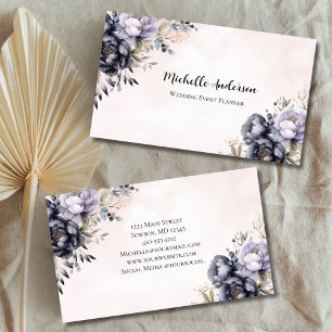 Carte De Visite Organisateur de mariage Fleurs Florales Rose Viole