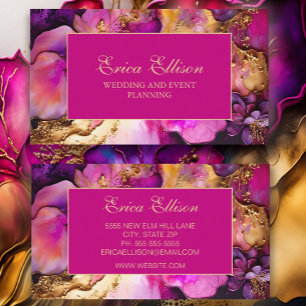 Carte De Visite Organisateur de mariage floral élégant violet fuch