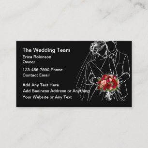 Carte De Visite Organisateur de Mariage Mariée Marié Fleurs Thème