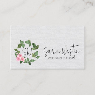 Carte De Visite Organisateur de mariage monogramme floral